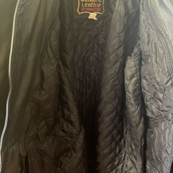 Genuine leather by Manzoor Black Men trench bicker coat snap  buttons SZXXXL - Picture 9 of 13